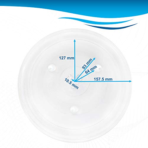 Image of HQRP 12-3 /8 inch Glass Turntable Tray compatible with Hamilton Beach P100N30 P100N30AL P100N30ALS3B HBP100N30ALS3 GA1000AP30P3 EM031MZC-X1 Microwave Oven Cooking Plate 315mm