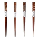 ONEBO 4 Paar Essstäbchen,natürliche Essstäbchen,Essstäbchens Set,für Zuhause, Küche, Hotel, Restaurant, asiatische Gerichte, Nudeln