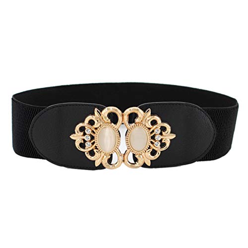 Familyhouse Ladies Fashion Elastic Waist Belt With Metal Buckle Faux Opal Cinch Belt