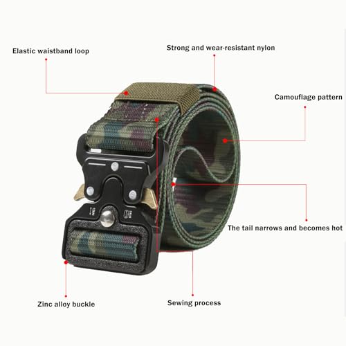 Tactical Military Belt, Heavy-Duty Quick-Release Metal Buckle, Nylon Web Belt with Zinc Alloy Buckle2