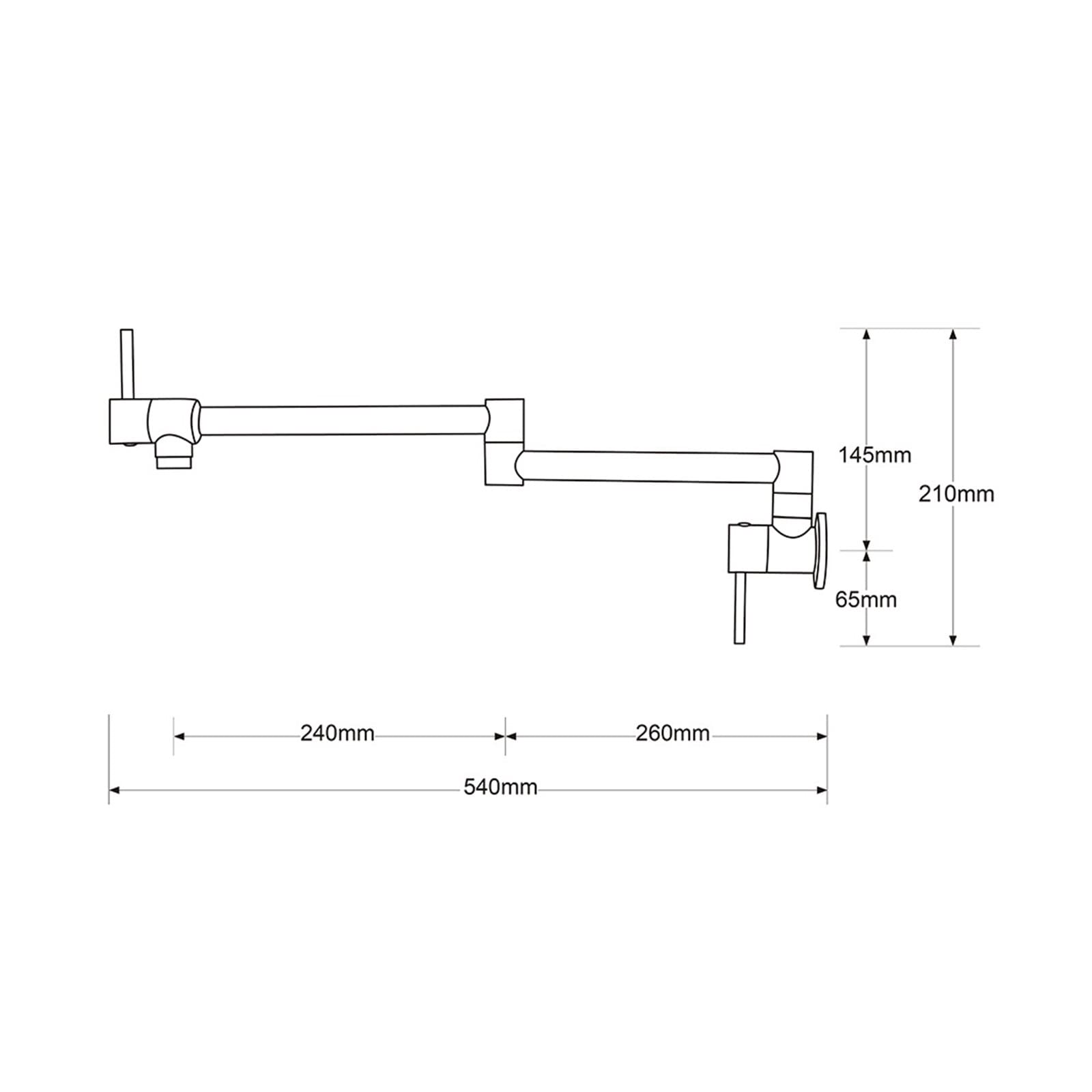 Rubinetti per lavello da cucina, Brass Wall Wall Monted Cucina Ruzio Restrozzoso POUCET Growing pieghevole REGLI RETRABILE REGLITTO REGLIFICA DASCHET DACKET TACE. per lavello Vanity Rv Bar(Chrome)