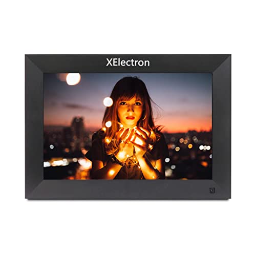 Image of XElectron 10 inch IPS LED Digital Photo Frame with HD Display, Auto-Rotate, Play Photos, Videos, Music and Slideshow with SD Card, USB Ports and Remote (Black)