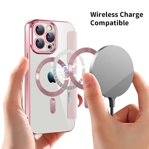 Coque iPhone 15 Pro Max portefeuille MagSafe rose à blocage RFID