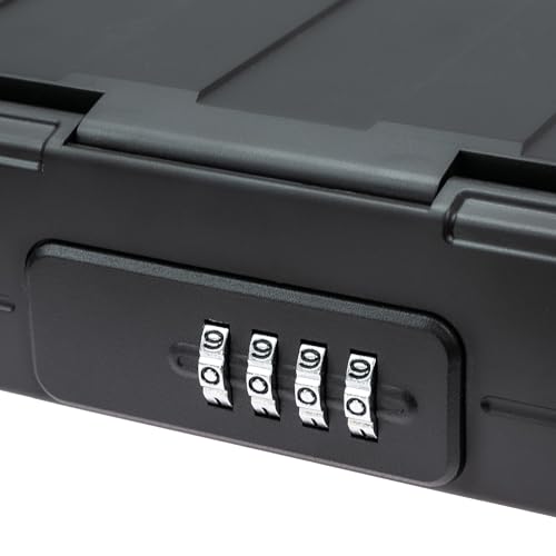 HMF 318-02 Tragbarer Safe mit Zahlenschloss, wasserdichter Mini Tresor mit Drahtseil | 23,5 x 14,5 x 5,8 cm