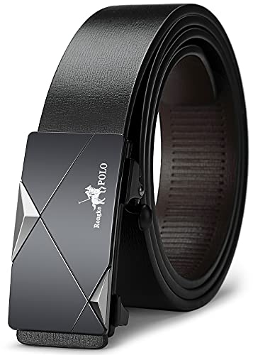 OYIFAN Black Belt Men, Genuine Leather Dress Designer Belts for men, Fashion Slide Ratchet Click Casual Mens Belt for Jeans Pants 1 3 8