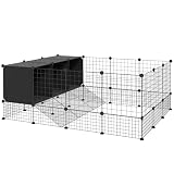 PawHut Tanca per a Mascotes de Bricolatge per a Conills 39 Panells Negre