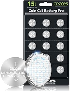 15 Pcs CR2025 3V lithium Battery, POWEROWL High Capacity CR 2025 Batteries Coin Cell Button Suitable for Use in Keyfobs, Scales, Toys, Led lights, etc