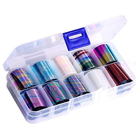 Uposao Nagel Sticker, 10 Farbe Nagelfolien Transferfolie Nägel Aufkleber Nagel Abziehbilder Holographische Nail Transfer Laser Nail Wraps Cover