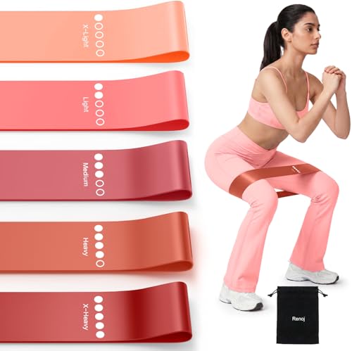 Image of Resistance Bands for Working Out, 5-Pack Elastic Loop Exercise Bands for Strength Training Stretching, Home Gym Equipment for Pilates Yoga Physical Therapy, Leg Glute Arm Workout Kit for Women Men
