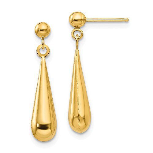 14k Yellow Gold Teardrop Drop Dangle Chandelier Post Stud Earrings Fine Jewelry For Women Gifts For Her