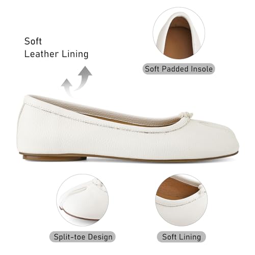 Image of VBDB Tabi Ballet Flats Shoes for Women Rounde Toe Wide Width Split Toe Low Heel Comfortable Flats Shoes