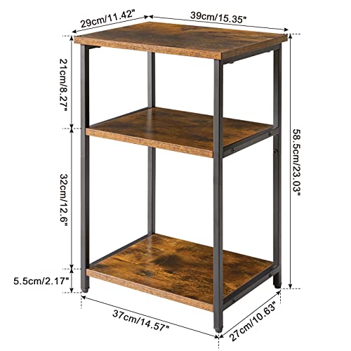 Ibuyke Side Table,3-Tier End Table, Industrial Nightstand Small Table With Storage Shelf, For Bedroom, Living Room, Hallway, Rustic Brown Utmj402H #TOP6