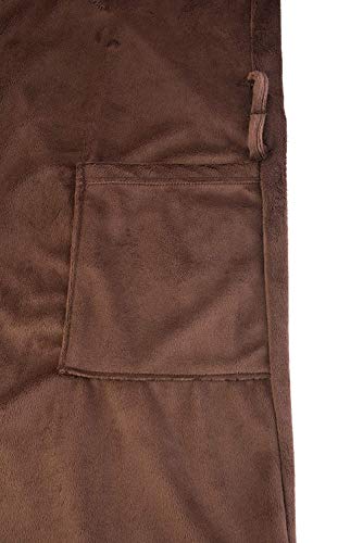Cloud 9 Men's Plush Microfiber Spa Robe, Kimono Style Wrap, 3/4 length Sleeves, Side Pockets, Waist Belt with Bi-level Loops, Machine Washable, 52 inch length, Chocolate Brown, XL4