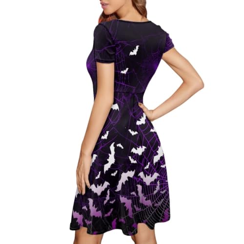 Image of Forchrinse Summer Dresses for Women Crew Neck Short Sleeve Midi Dress Casual Beach Vacation Sundress