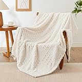 EXQ Home Fleece Throw Blanket for Couch or Bed - 3D Waffle Patchwork Pattern Jacquard Decorative Blankets - Cozy Soft Lightweight Fuzzy Flannel Blanket Suitable for All Seasons(50'×60',Beige)
