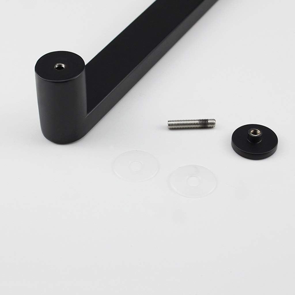 Stainless Steel Shower Entry Door Handle Glass Door Single Side Push Pull Bar Door Knob Replacement Sets, Black Square Rectangle Tubular (Size : 50cm)