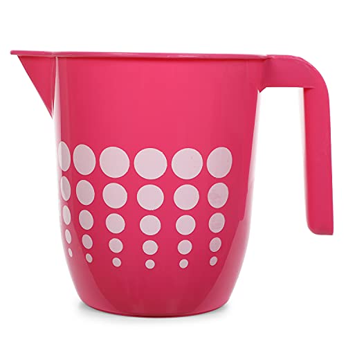Image of Ratan Plastics 3 Pieces Bathroom Set 2 Super Saver Bucket 16L + 1 Super Saver Mug 1000ml Polka Dots - Pink, Standard (ECCPL980067-001)