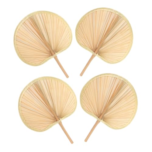 Vaguelly 4pcs Ethnic Hand Fan Hand Woven Raffia Fan for Wedding Favor Picnic Bbq Beach Festival