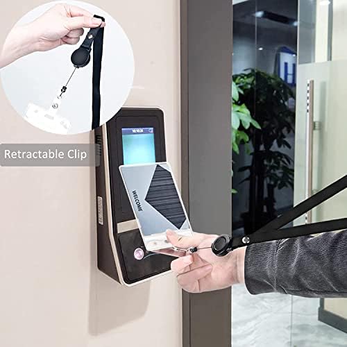 5 Sets Card Holder with Lanyard,Retractable Breakaway Lanyard with Transparent ID Card Holder,Clear Conference Work Pass ID Card Holders for Business, Office and School