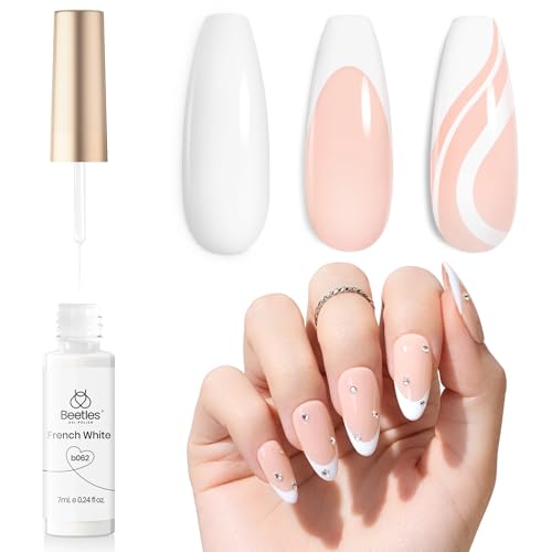 beetles Gel Polish - Swirl Nail Art White Gel Liner 1 pc 7ml Classic Basic White Colour Paint for Thin French Line Soak off UV DIY Manicure Salon Gift for Women Girls