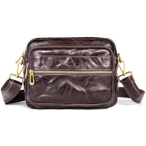 Genuine Leather Messenger Bag for Men Real Leather Small Crossbody Shoulder Bags Carry on Pouch Sling Satchel Purse