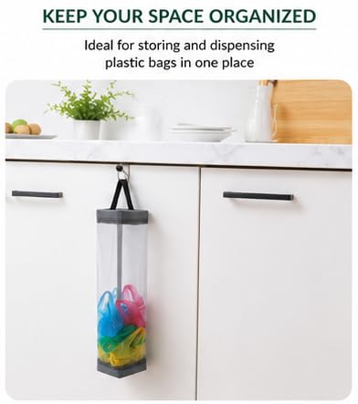 Image of Hanging Waste Bag Holder Durable Mesh Organiser