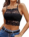 Avidlove Lace Bralette for Women Camisoles Racerback Double-Layered Crop Top Medium A-Black