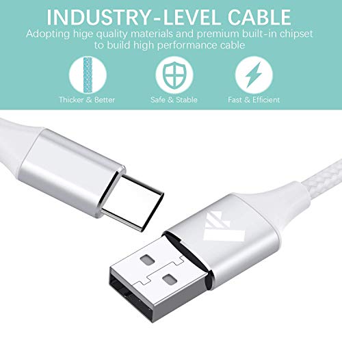 Image of Type C Cable,USB C Cable 2Pack 2M Fast Charging Cable Nylon USB-C Charger Lead for Samsung S8 S9 S10 A20e A40 A50 A70 S20 Plus,Charger for Huawei P9 P20 lite P30 P10,Nexus,Sony,Google Pixel