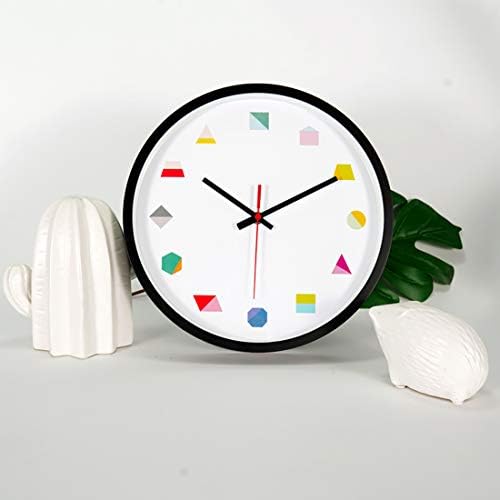 Topkey Wall Clock 12 Inch Silent Non Ticking Geometric Numbers Modern Clock for Living Room Bedroom Kitchen Kids Room - Black