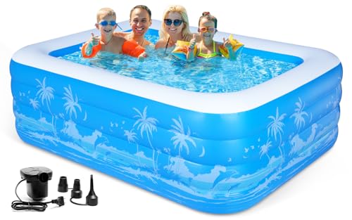 Inflatable Swimming Pool, 79 x 58 x27 inch Full-Sized Inflatable Pools with Seats, Extra Large Blow Up Durable Thickened Pools for Outdoor, Garden, Backyard.