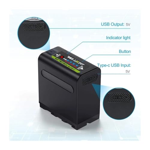 Batería NP-F970 para Sony DCR-VX2100 con salida de carga USB externa 2
