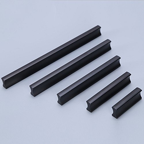 Voleseni™ Tiradores para muebles de aluminio, mango para cajón de cocina, puerta, armarios, casa, oficina, decoración (64 mm, Negro)