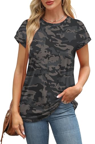 Image of Alaroo Womens Summer Tops Short Sleeve Shirts Crew Neck Cute Trendy Tunic Blouses (S-3XL)