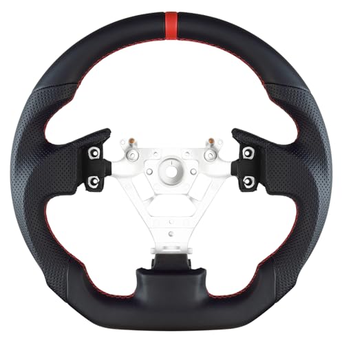 LOSCHEN Full Leather Steering Wheel for Infiniti G35 2003-2007 Full Nappa Perforated Leather, D-shaped Flat-bottom Steering Wheel