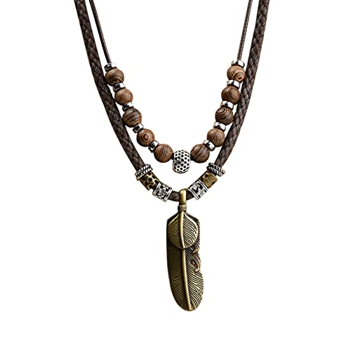 Collier de perles en bois africain unisexe, bijou ethnique et sautoir en bois naturel