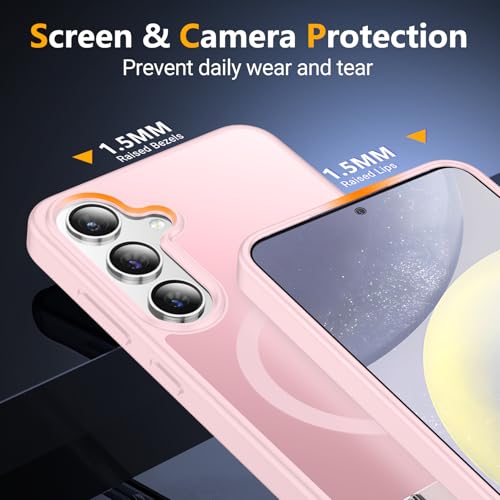 Image of SPIDERCASE Magnetic for Samsung Galaxy S24 Case, [3 Stand Ways][ Military Grade Drop Protection] with Invisible Stand Shockproof Slim Case for S24 6.2 inch, Pink