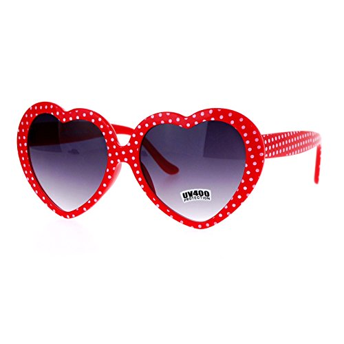 SA106 Polka Dot Print Plastic Heart Shape Cute Womens Sunglasses2