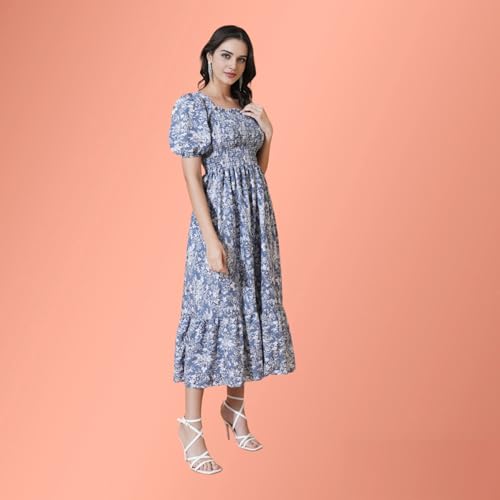 Image of Femvy Women's Polyester Fit and Flare Knee-Length Dress