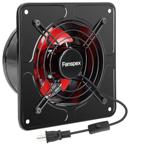 Comparison: Best Exhaust Fans For Kitchen 6 Fanspex 10" High Velocity Exhaust Fan for Kitchen, 1020 CFM Wall Mount Household Ventilation Fans for Workshop Attic Garage Shed Greenhouse Barn, 62W Low Consumption
