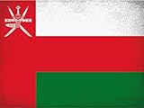 AGDeko® Blechschild Oman Flag Fahne Flagge of Oman Vintage Größe 30x20 cm