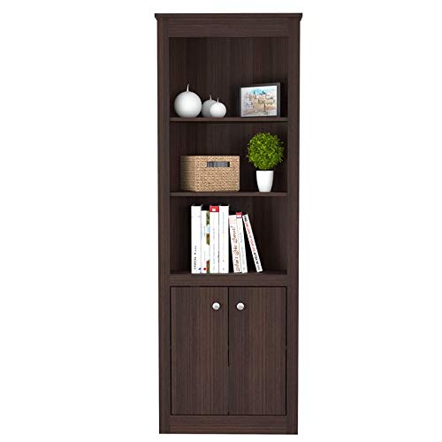 Inval Two Door Corner Bookshelf, Espresso #TOP4