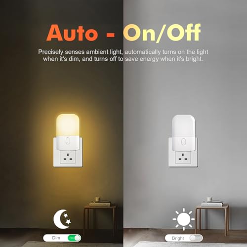 GRIFEMA GD103UK-1 Night Light Plug in Wall with Dusk to Dawn Photocell Sensor, 4 Levels Brightness Adjustable, Night Light Kids for Children's Room, Hallway, Bedrooms, Garage, Warm White - Image 5