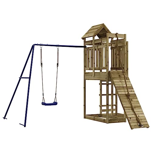 vidaXL Spielturm, Klettergerüst mit Kletterwand Schaukel, Kinder Kletterturm mit Sandkasten, Spiel-Zubehör für Garten, Spielgeräte Spielplatz, Imprägniertes Kiefernholz
