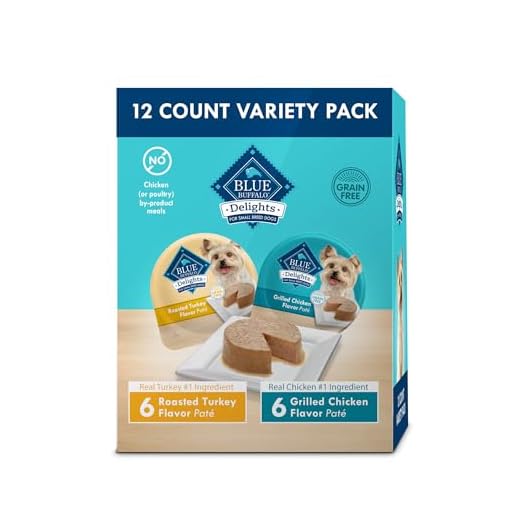Blue Buffalo Delights Small Breed Natural Wet Dog Food Variety Pack, Roasted Turkey Paté and Grilled Chicken Paté, 3.5-oz Cups, 12 Count