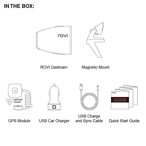 Rovi CL-6001 Magnetic Mount 1080p Full HD High Definition Panoramic Car Dash Camera Recorder with 1.5 Inch Wide Screen Wi-Fi, GPS, Loop Video Recording, Impact Detection and 360 Degree Rotation - Thumbnail 6