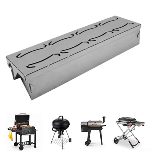 Caja de ahumadores para barbacoa asadas de madera, caja de humo de barbacoa de acero inoxidable para parrillas de carbón y propano, resistencia a altas temperaturas