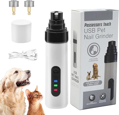 Cortadora de uñas sin dolor, amoladora de uñas para perros silenciosa, lima de uñas eléctrica recargable de 2 velocidades para mascotas, herramienta de aseo y alisado para perros y gatos pequeños