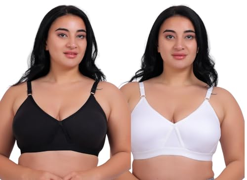 Image of Fabme Women's Seamless Plus Size Cross-Belt -White, Black Pack of 2, 3