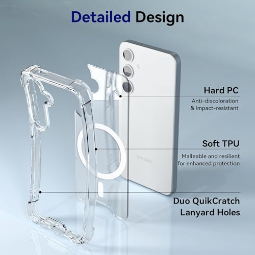 KIOMY Clear Case with Air Bag Bumper Corners & Magnet for Samsung Galaxy S25 Plus / S24 Plus, Compatible with Magsafe, Shockproof Protective Cover Hard PC Back Flexible TPU Raised Bezel Hybrid Design by KIOMY - Image 2