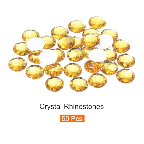 Image of MECCANIXITY Flat Back Round Acrylic Rhinestones,20mm Yellow Flatback Crystal Rhinestones for Crafts Clothes Shoes DIY Decoration Gifts 50Pcs